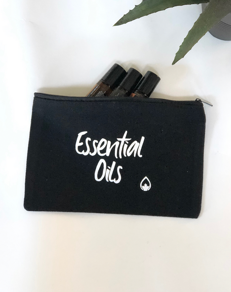 Cotton Canvas Zip Bag Essential Oils (Black)